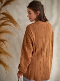 Übergroßer Cardigan mit karamellfarbenem Zopf 0587 – Online-Shop – Boutique